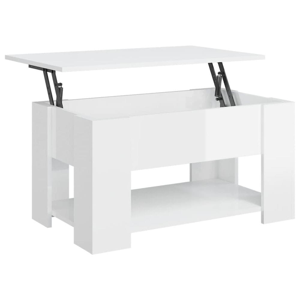 Vidaxl Konferenčný stolík lesklý biely 79x49x41 cm spracované drevo